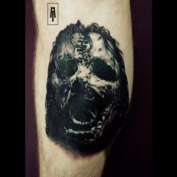Татуировки Slipknot в стиле Реализм, Портретизм Голень / Каталог тату-салонови мастеров